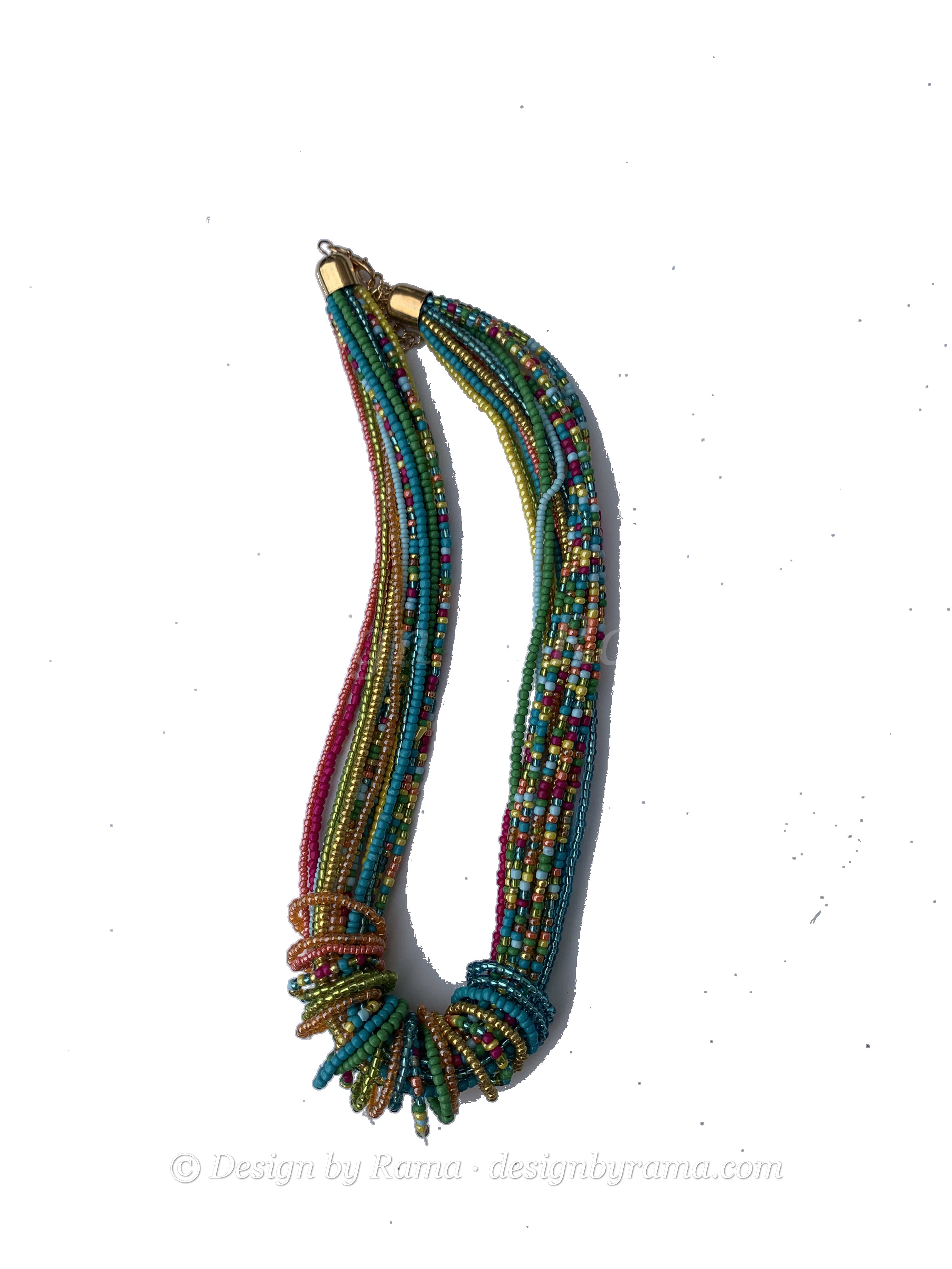 Suhum Rainbow Strands — handmade multicolor, rainbow beaded multi-strand necklace by Rama, Ghana, Duncan BC