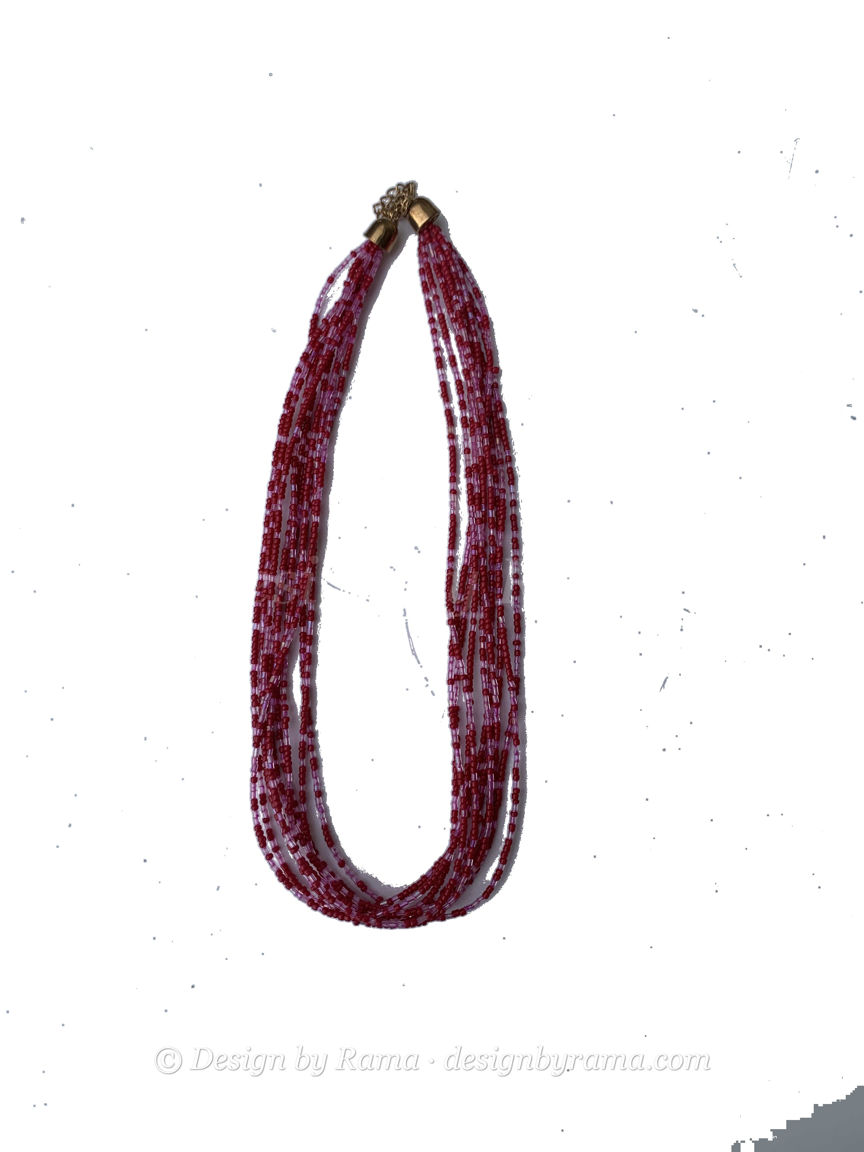 Bole Crimson Strands — handmade red, crimson beaded multi-strand necklace by Rama, Ghana, Duncan BC