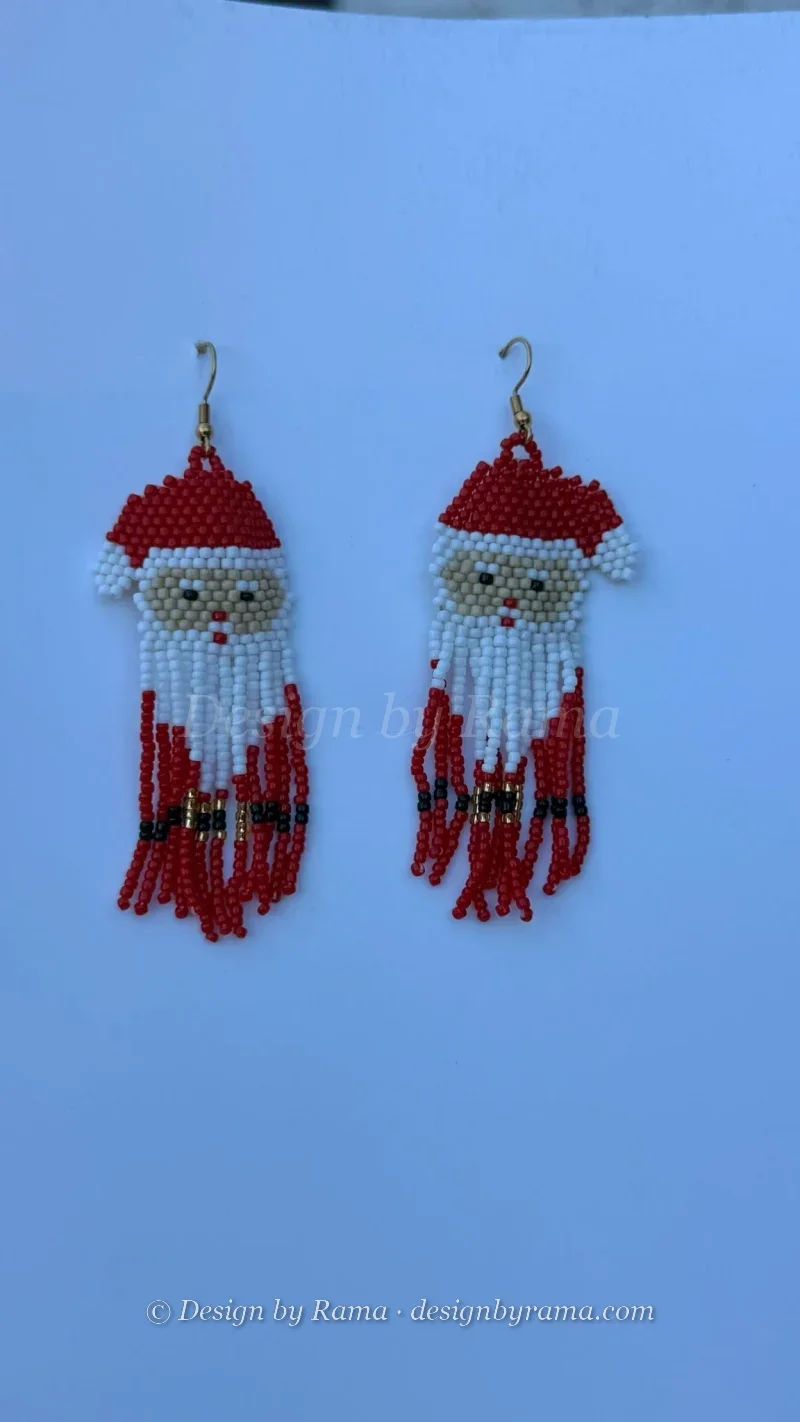 Kumasi Santa Drop &mdash; handmade beaded novelty earrings by Rama with glass beads from Ghana